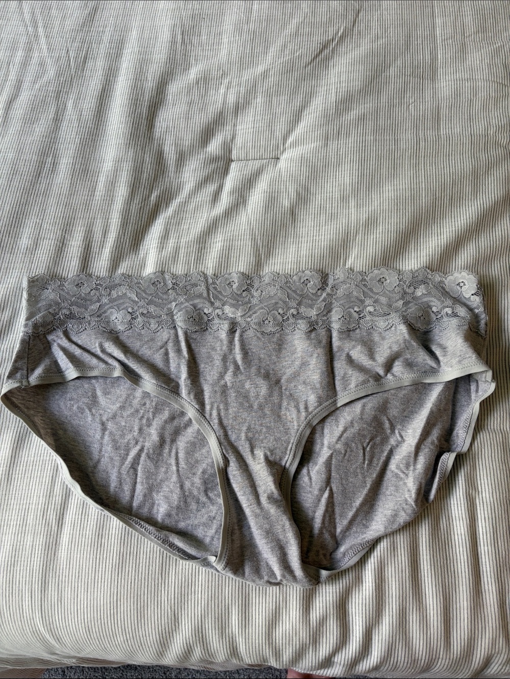 Pact Gray Lace-Waist Hipster Panty